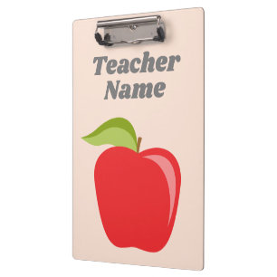 Custom Teacher Apple with Trendy Chevron Pattern Clipboard