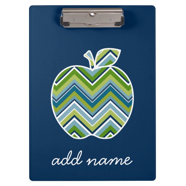 Custom Teacher Apple with Trendy Chevron Pattern Clipboard (Front)