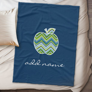 Custom Teacher Apple with Trendy Chevron Pattern Fleece Blanket