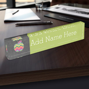 Custom Teacher Apple with Trendy Chevron Pattern Nameplate