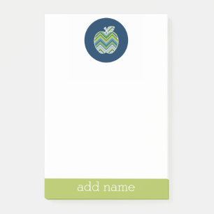 Custom Teacher Apple with Trendy Chevron Pattern Post-it Notes