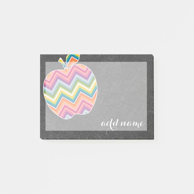 Custom Teacher Apple with Trendy Chevron Pattern Post-it Notes (Front)