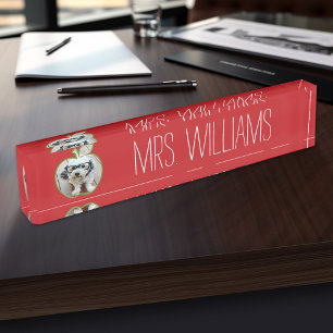 Custom Teacher Apple with Vertical Photo Nameplate