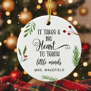 Custom Teacher Appreciation Gift Christmas Ceramic Tree Decoration