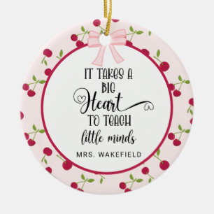 Custom Teacher Appreciation Gift Christmas Cherry Ceramic Tree Decoration