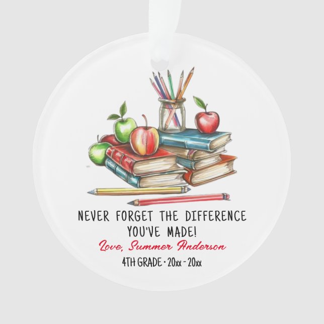 Custom Teacher Appreciation Gift Ornament (Front)