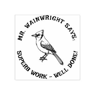 Custom Teacher Blue Jay Stamp Cute “Superb Work!”