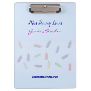 Custom Teacher Colour Pencils Clipboard