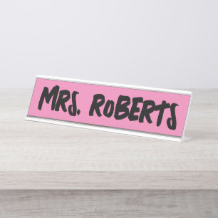 Custom Teacher Desk Name Plate pink