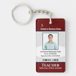 Custom Teacher Employee Photo Name Logo Key Ring