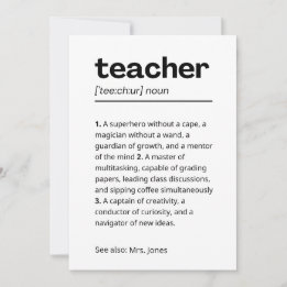 Custom Teacher Gift - Teacher Definition Gift Thank You Card
