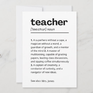 Custom Teacher Gift - Teacher Definition Gift Thank You Card