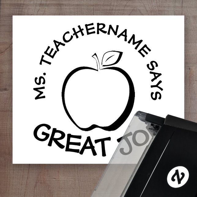 Custom Teacher - Great Job with Modern Apple Self-inking Stamp (Creator Uploaded)
