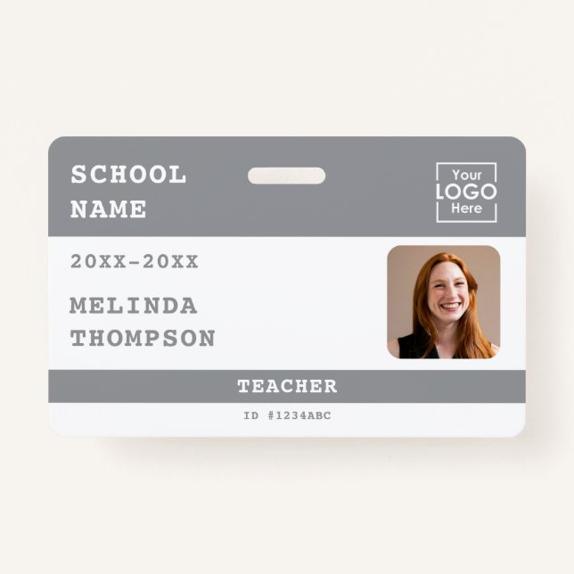 Custom Teacher ID Card School Name Photo Template ID Badge (Front)
