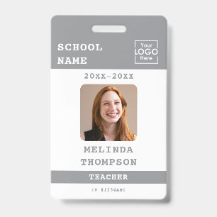 Custom Teacher ID Card School Template Name Photo Badge