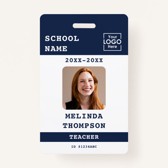 Custom Teacher ID Card School Template Name Photo ID Badge (Front)