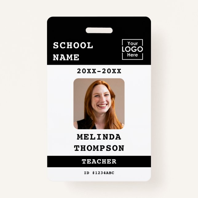 Custom Teacher ID Card School Template Name Photo ID Badge (Front)