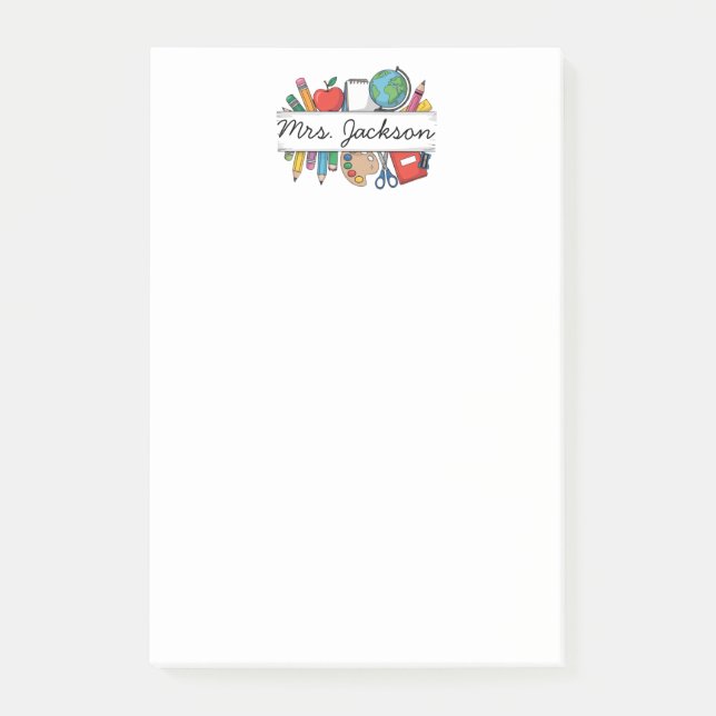 Custom Teacher Name Back to School Post-it Notes (Front)