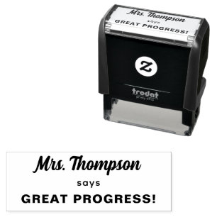Custom Teacher Name Great Progress! Self-inking Stamp