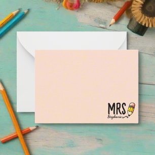 Custom Teacher Name l Unique Script Cute Pencil Card