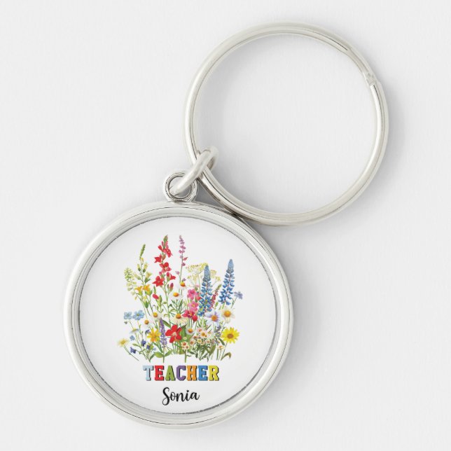 Custom teacher name,teacher name,Personalised Gift Key Ring (Front)