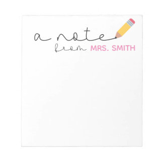 Custom Teacher Notepad Note Pad, Teacher Gift