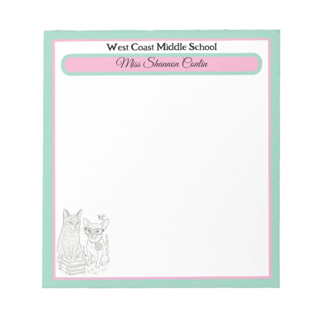 Custom Teacher Notepad – School & Name Personalise (Front)