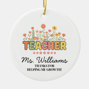 Custom Teacher Ornament, Thank You Gift Teacher Ceramic Tree Decoration