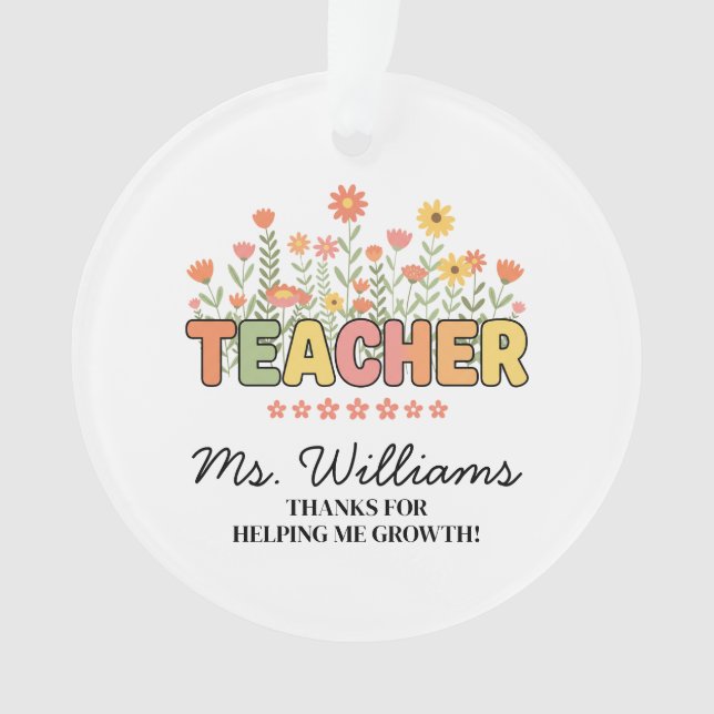Custom Teacher Ornament, Thank You Gift Teacher  Ornament (Front)