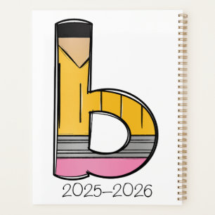 Custom Teacher Planner with Pencil Initial