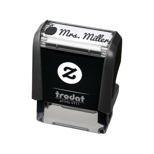 Custom teacher self inking stamp with name + apple (Product)