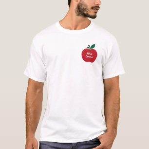 Custom Teacher Shirt, Pocket Red Apple T-Shirt