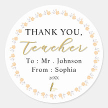 Custom Teacher Stickers – Thank You with Name