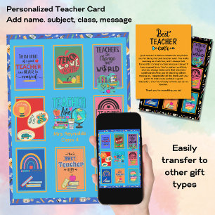 Custom Teacher Thank You Card Letter Quotes Fun