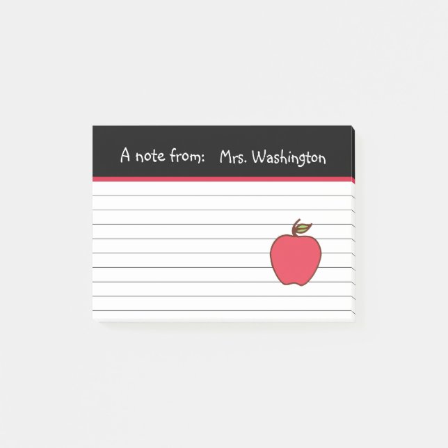 Custom Teacher's Apple Post It Notes Gift (Front)