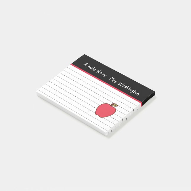 Custom Teacher's Apple Post It Notes Gift (Angled)