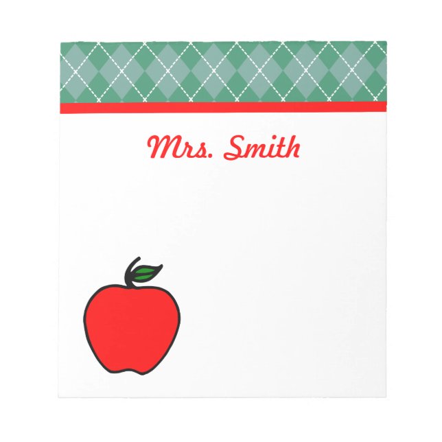 Custom Teacher's Class School Apple Notepad Gift (Front)