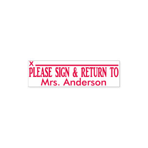 Custom Teachers Name Please Sign and Return To Self-inking Stamp