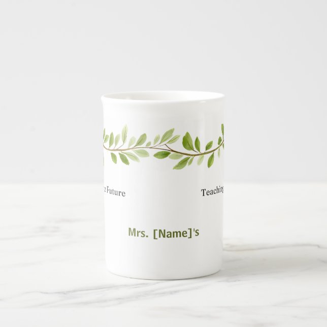 Custom Teaching the Future Green Branch  Bone China Mug (Front)