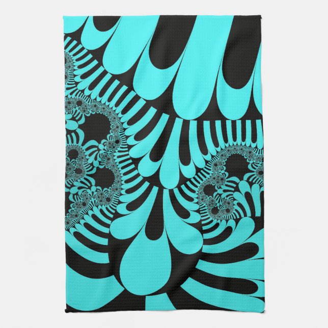 Custom Teal Black Mod Kitchen Towel (Vertical)