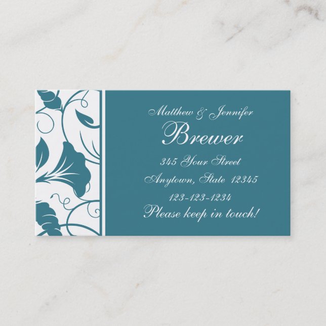 Custom Teal Blue Change of Address Cards (Front)