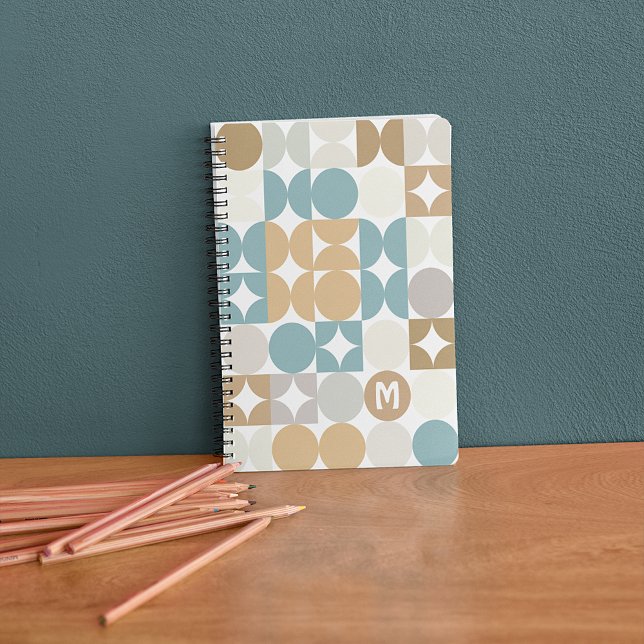 Custom Teal Blue Green Gray Taupe Beige Pattern Notebook (Creator Uploaded)