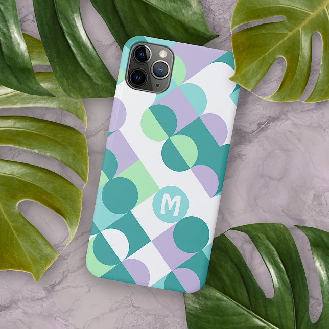 Custom Teal Blue Mint Green Retro Art Pattern Case-Mate iPhone Case (Creator Uploaded)