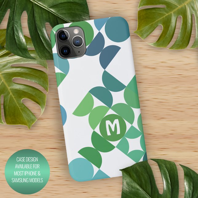Custom Teal Blue Shamrock Green Retro Art Pattern iPhone Case (Creator Uploaded)