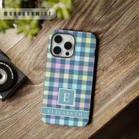 Custom Teal Blue Yellow Pink Chequered Pattern