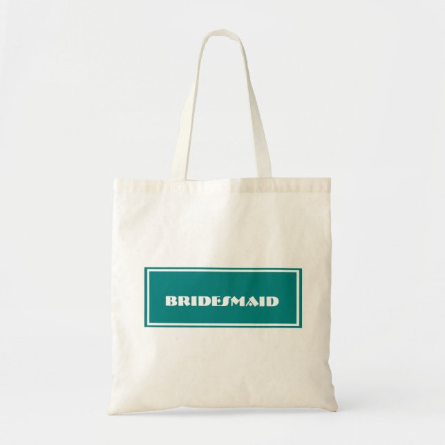 Custom Teal Bridesmaid Wedding Tote Bag (Front)