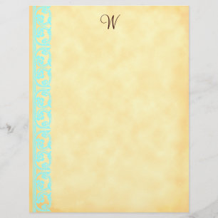 Custom Teal Chocolate Brown Monogram Letterhead