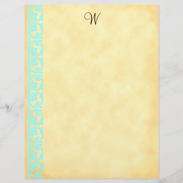 Custom Teal Chocolate Brown Monogram Letterhead (Front)