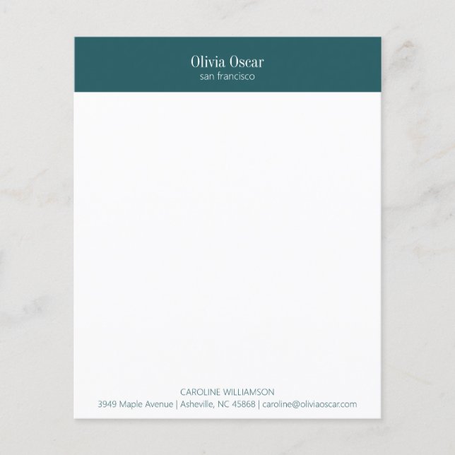 Custom Teal Professional Small Business Stationery (Front)