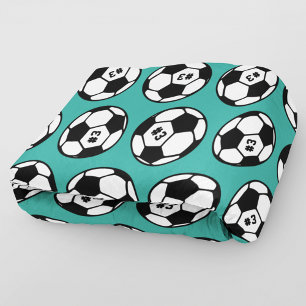 Custom Teal Soccer Ball Pattern Fleece Blanket